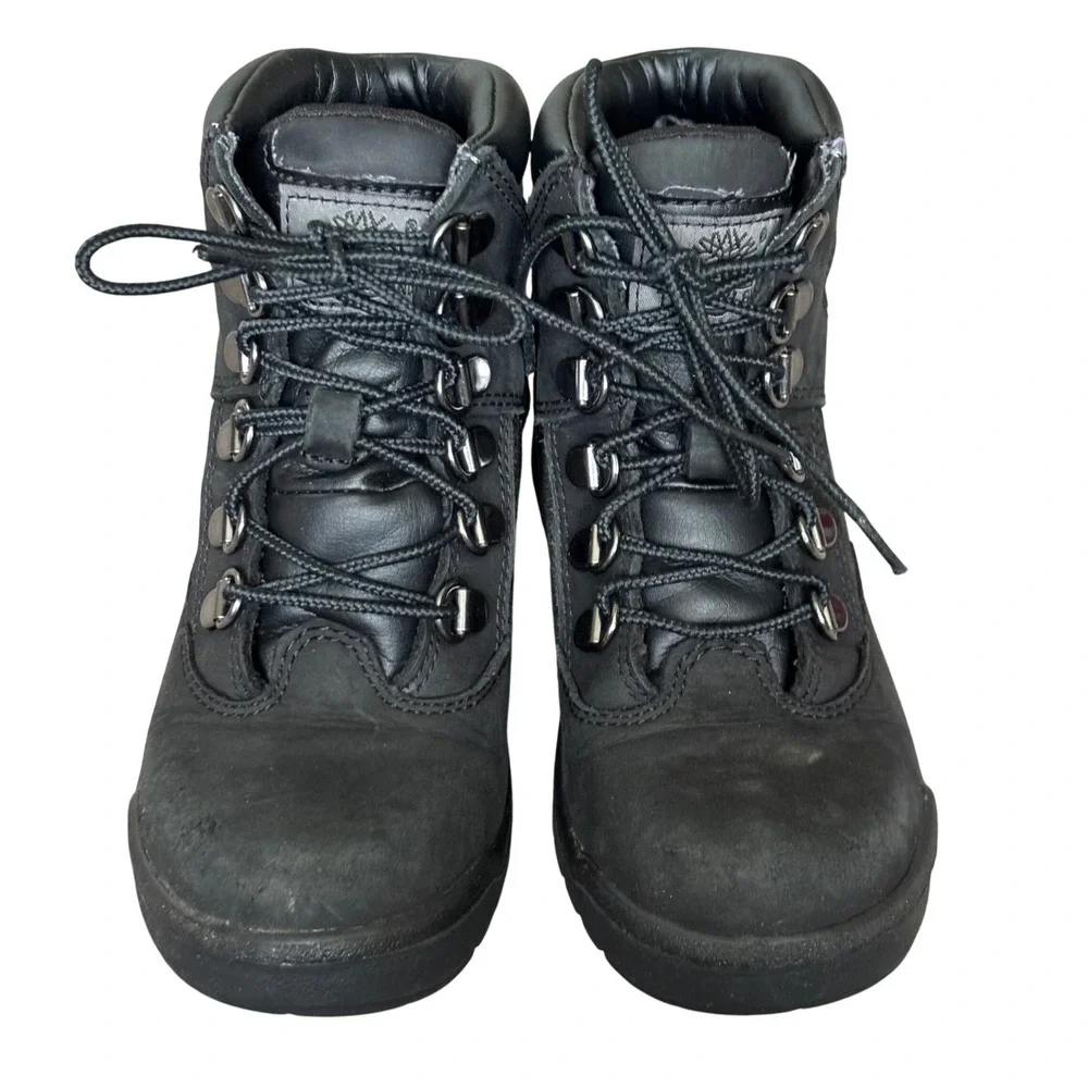 Timberland Junior‎ 6 Inch Field Boot Sz 1 Black Nubuck Leather Canvas